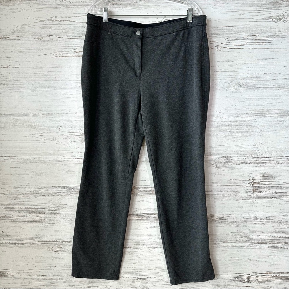 CHICO’S Ponte Secret Stretch Jersey Knit Faux Pocket Pants Gray Size 2.5 Regular